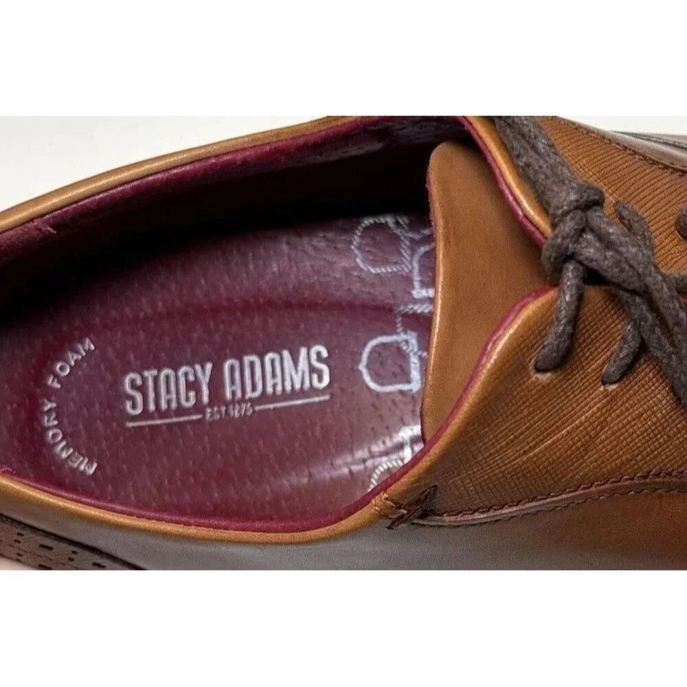 Stacy Adams Shoes Men's Size 12 Brown Leather Cap Toe Dress Oxford Memory Foam